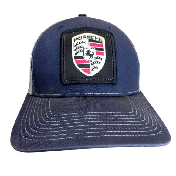 Porsche Hat Cap Snap Back Dark Blue Shield Stallion Logo Drive OKC Oklahoma City - Picture 3 of 8